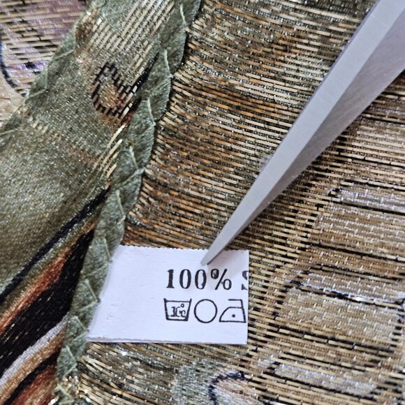 Unbranded Silk Scarf Womens 31 x 32 Inches Multicolor Gold Floral Feathers Print - Picture 11 of 15